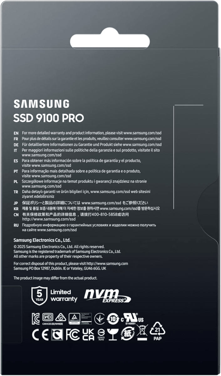 SSD M.2 SAMSUNG 9100 PRO 2TB NVME PCIE 5.02