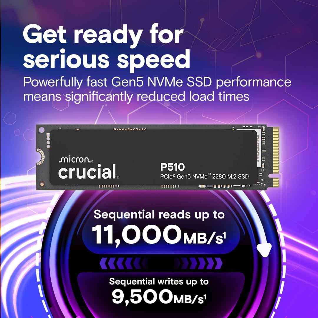 SSD M.2 CRUCIAL P510 1TB GEN5 11,000 MB/S NMVE2