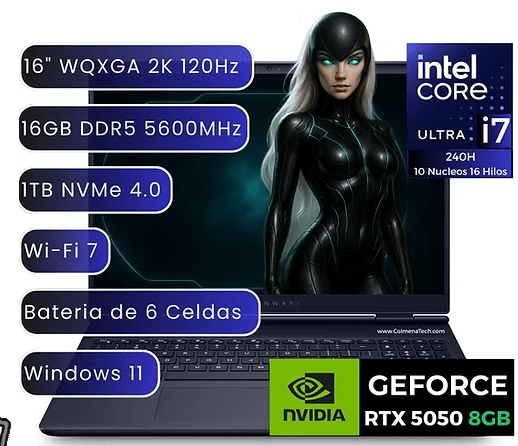 LAPTOP DELL ALIENWARE AURORA 16 GAMING 7 240H 16GB DDR5 1TB M.2 16
