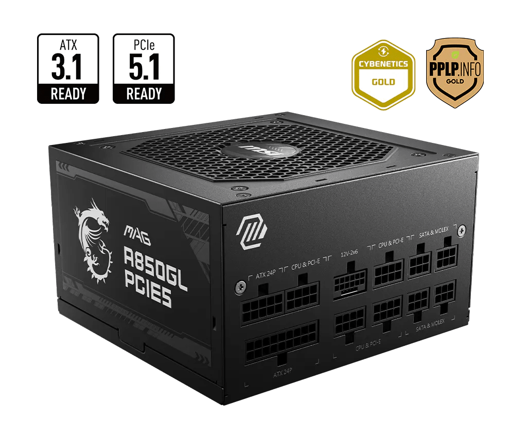 FUENTE MSI MAG A850GL PCIE5 850W 80 PLUS GOLD FULL MODULAR 0