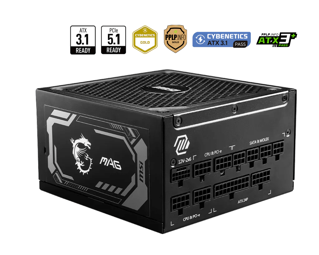 FUENTE DE PODER MSI MAG A1250GL PCIE5 1250W 80 PLUS GOLD FULL MODULAR2