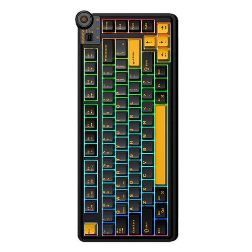 TECLADO MECANICO AULA AU75 RGB DONGLE 2.4 BT US (SW-STARVECTOR) NEGRO AMARILLO3