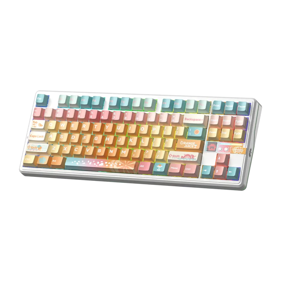 TECLADO MECANICO AULA F87 PRO V2 RGB DONGLE 2.4 BT US (SW-METEOR ICE CREAM) DYE SUBLIMATED2