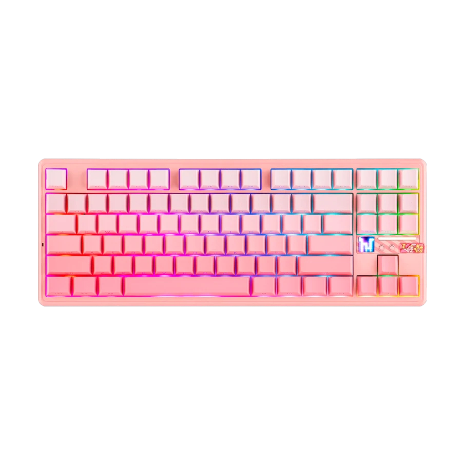 TECLADO MECANICO AULA F87 PRO V2 RGB DONGLE 2.4 BT US (SW-STRAWBERRY MINT) 0