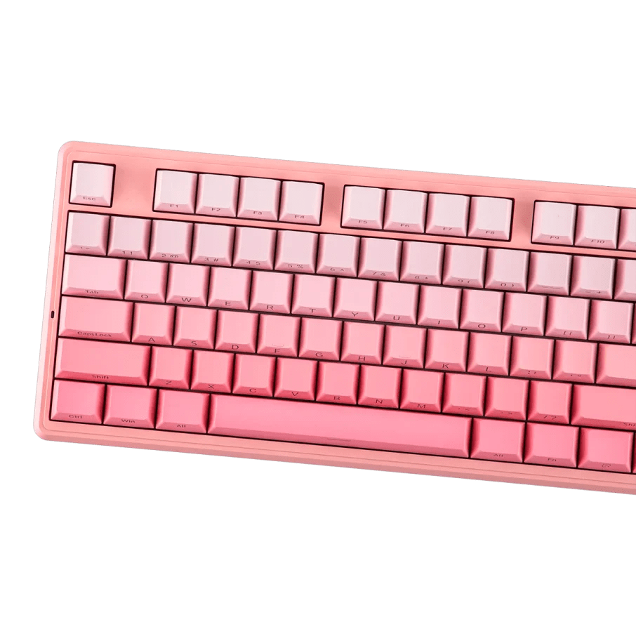 TECLADO MECANICO AULA F87 PRO V2 RGB DONGLE 2.4 BT US (SW-STRAWBERRY MINT) GRADIENT PINK2