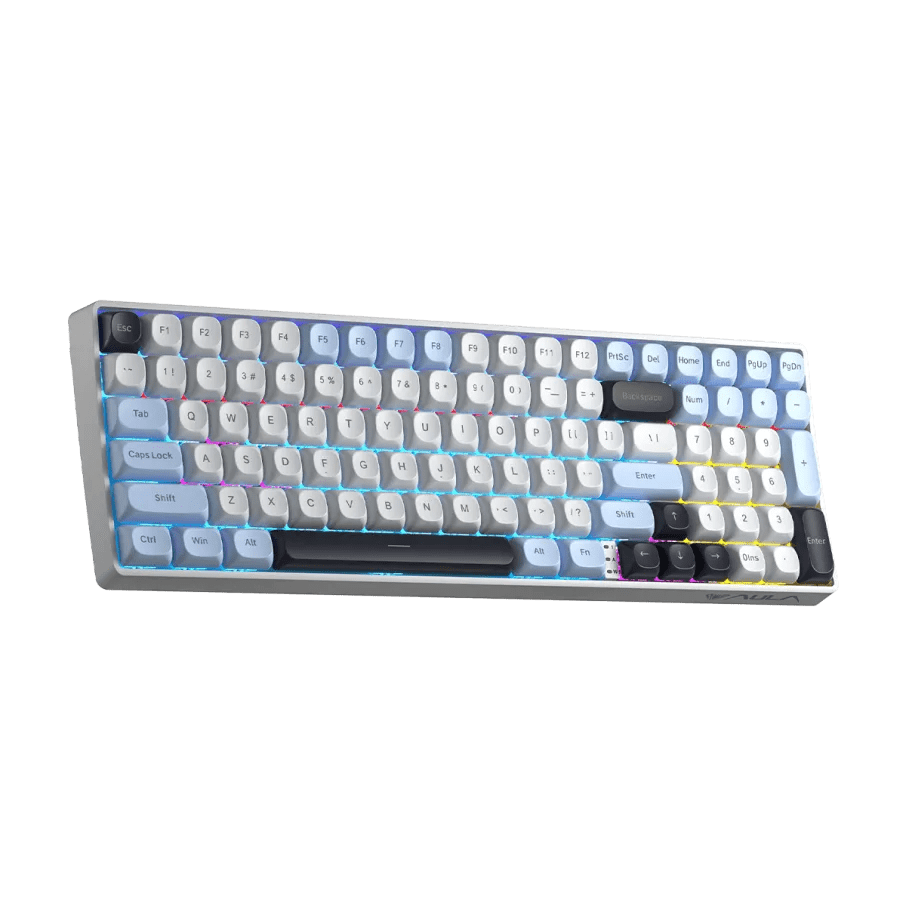 TECLADO MECANICO AULA S100 PRO RGB DONGLE 2.4 BT US (SW-BROWN) LIGHT BLUE/WHITE/BLACK PURPLE2