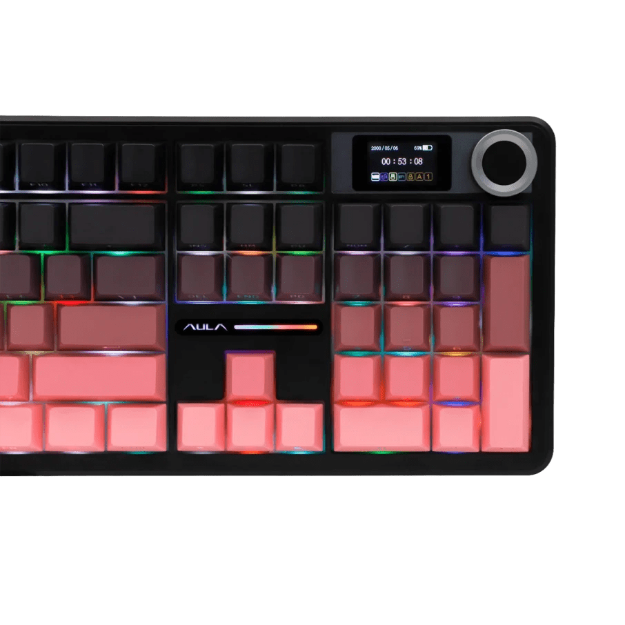 TECLADO MECANICO AULA F108 PRO DONGLE 2.4 BT US (SW-GRAY WOOD V3)4