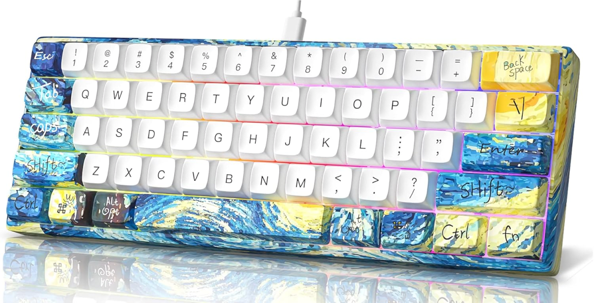 TECLADO MECANICO MIHIYIRY G1000 BLUETOOTH 2.4GHZ USB-C 60% RGB (SW-SMOOTH YELLOW) 0