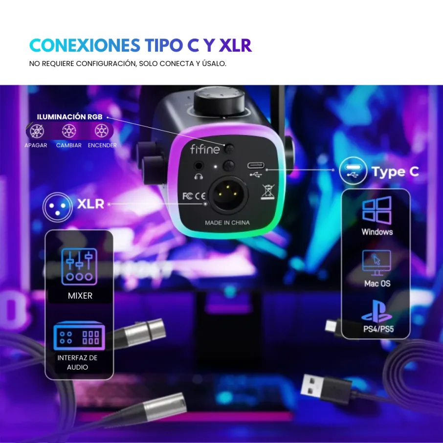 MICROFONO FIFINE AM9 RGB XLR DINAMICO2