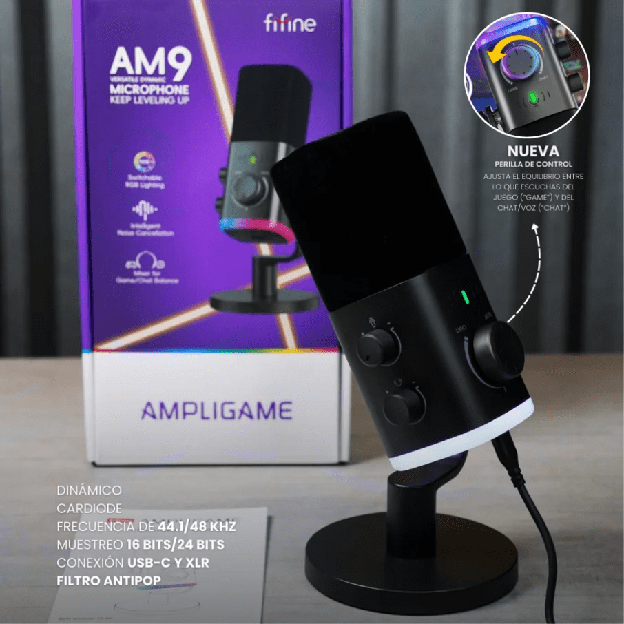 MICROFONO FIFINE AM9 RGB XLR DINAMICO4