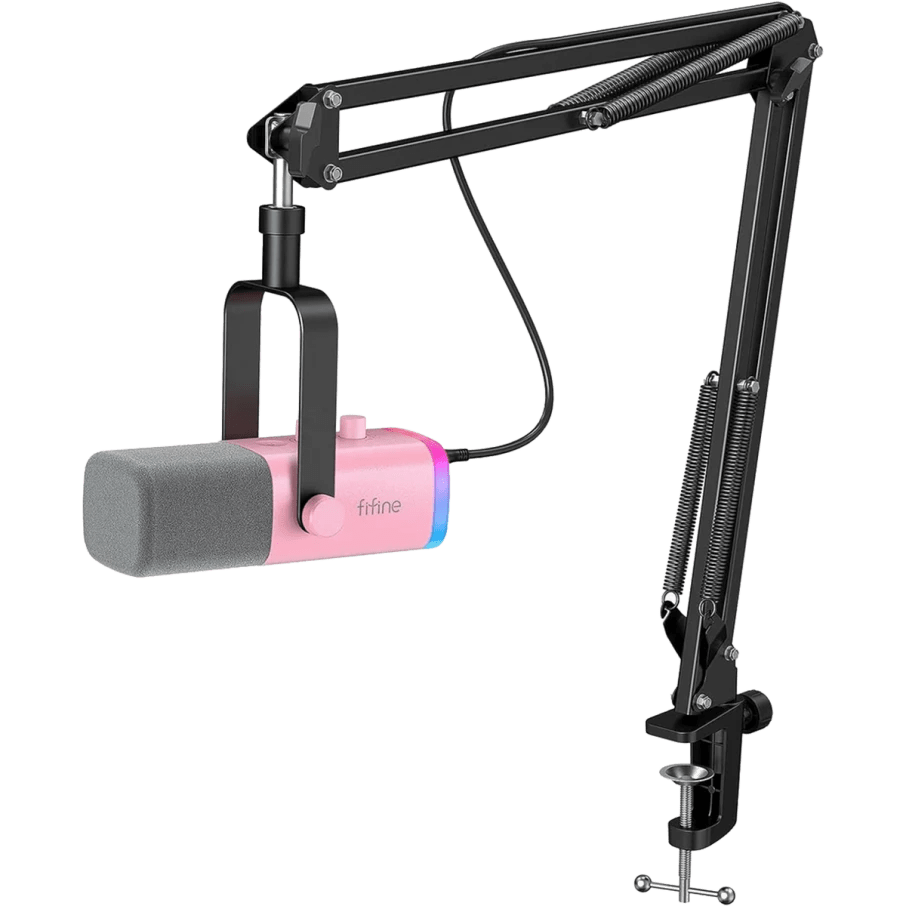SOPORTE DE BRAZO CON MICROFONO FIFINE AM8T DINAMICO RGB4