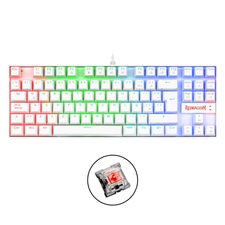 TECLADO MECANICO REDRAGON KUMARA RGB K552W (SW-ROJO) BLANCO 0