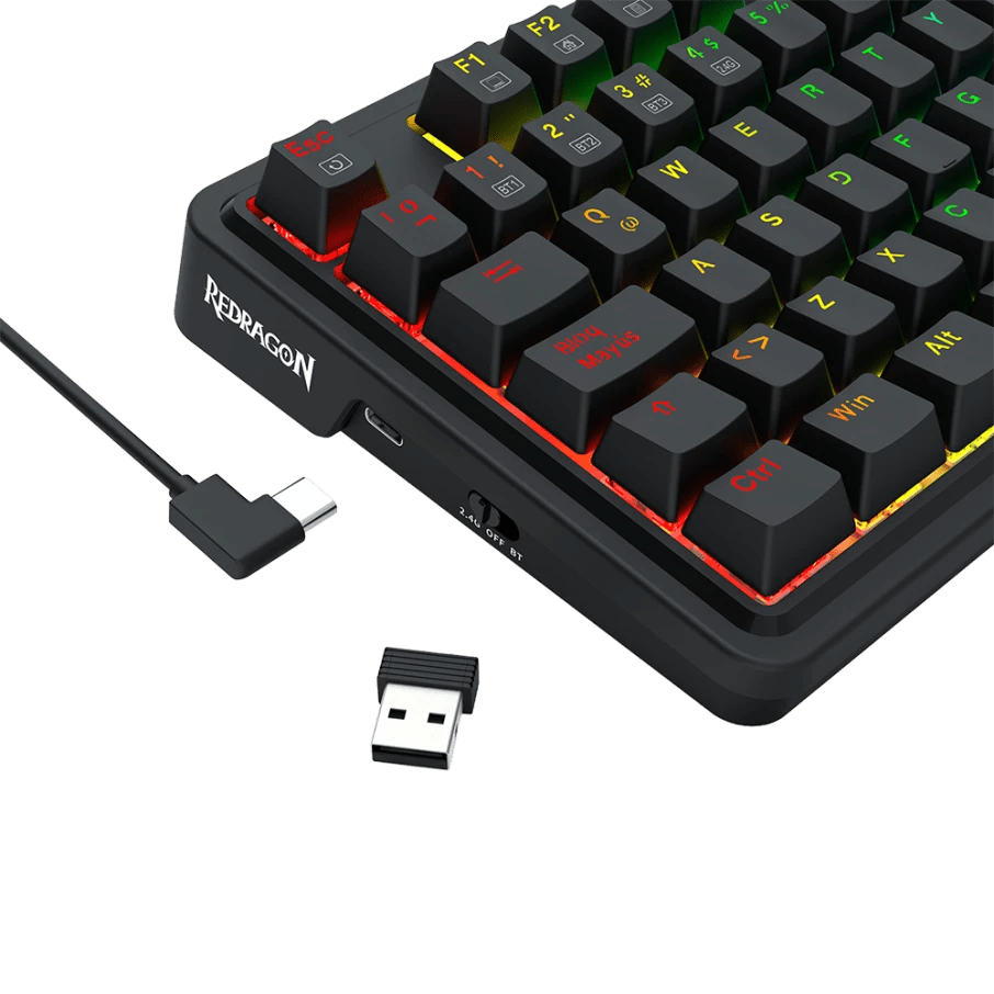 TECLADO MECANICO REDRAGON UCAL PRO K673 RGB DONGLE 2.4 BT SP (SW-ROJO)4