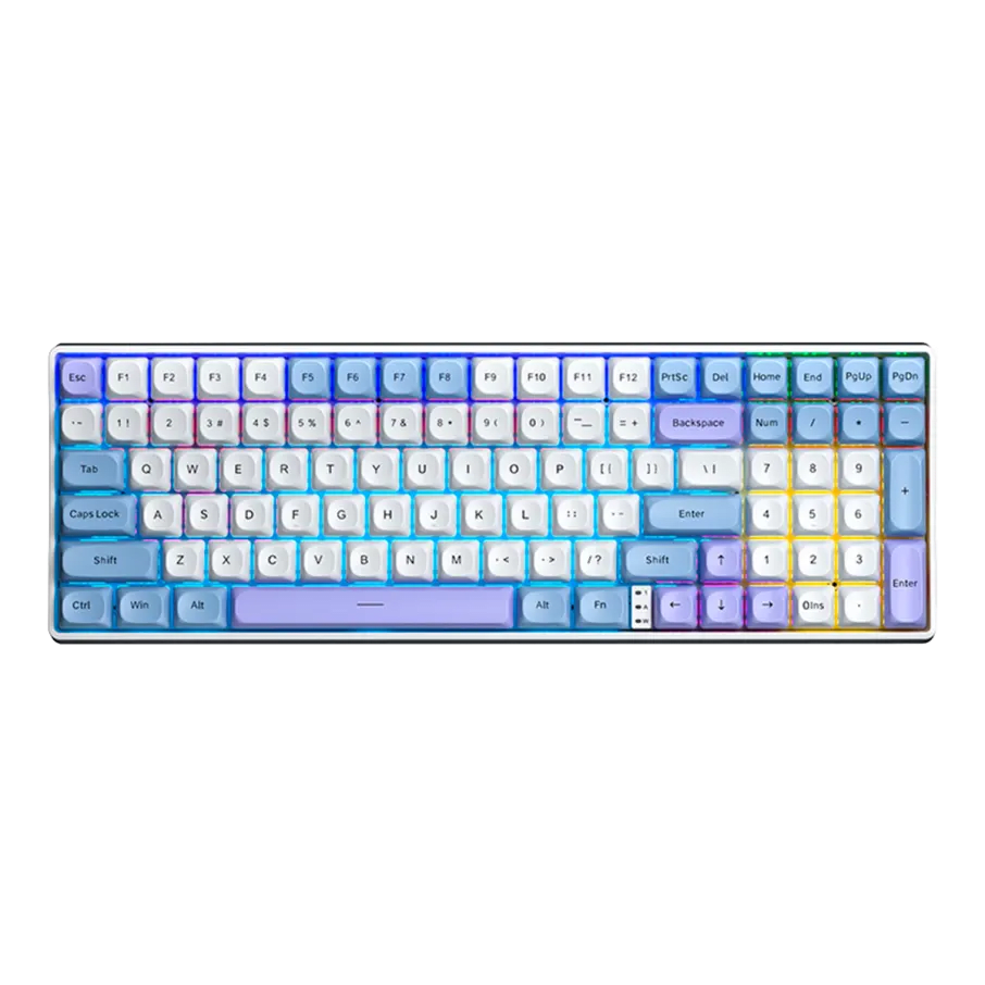 TECLADO MECANICO AULA S100 PRO RGB DONGLE 2.4 BT US (SW-RED) LIGHT BLUE/WHITE/DARK PURPLE 0
