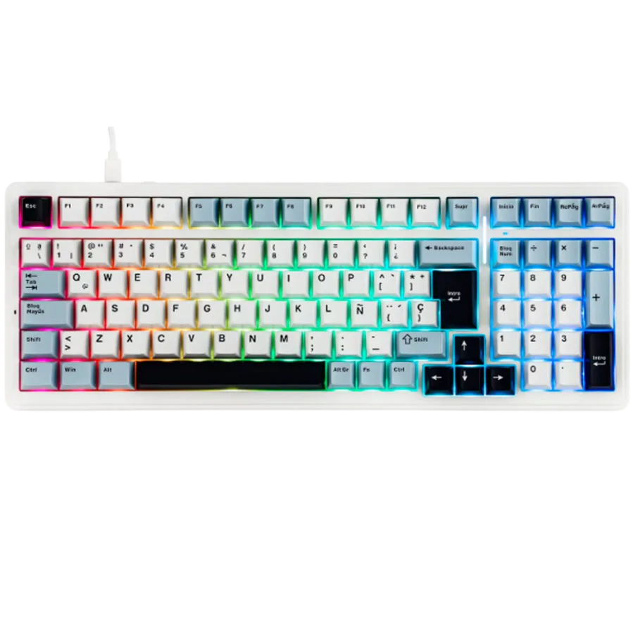 TECLADO MECANICO AULA F99 RGB ALAMBRICO SP (SW-GRAY WOOD V3) BLUE/WHITE/DARK PURPLE 0