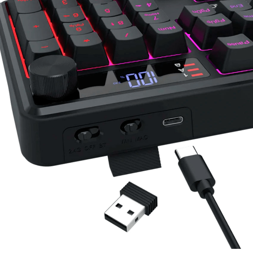 TECLADO DE MEMBRANA REDRAGON VOLCANO K526 PRO RGB DONGLE 2.4 BT SP BLACK3