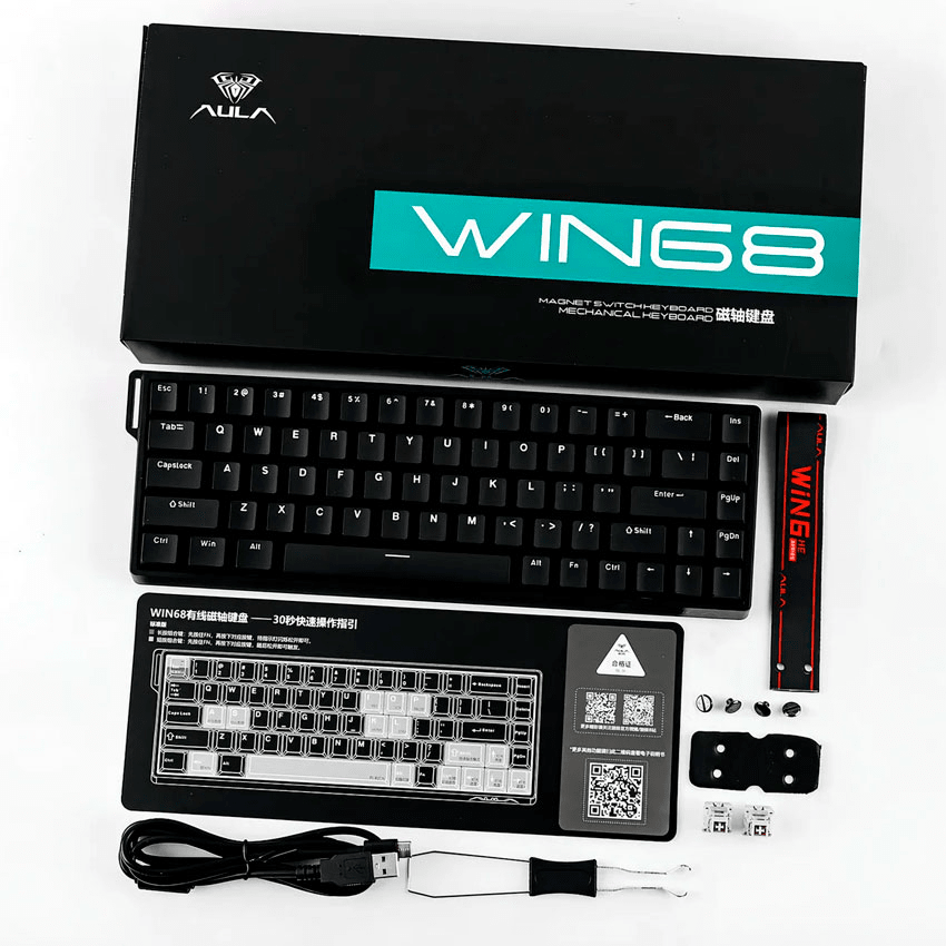 TECLADO MAGNETICO AULA WIN68HE RGB ALAMBRICO 8KHZ US (SW-GRAY WOOD MG)3