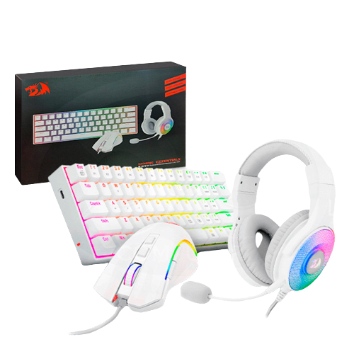 COMBO REDRAGON 3 EN 1 S129W AURICULAR H350RGBW + MOUSE M607W + TECLADO K630RGBW SW ROJO1