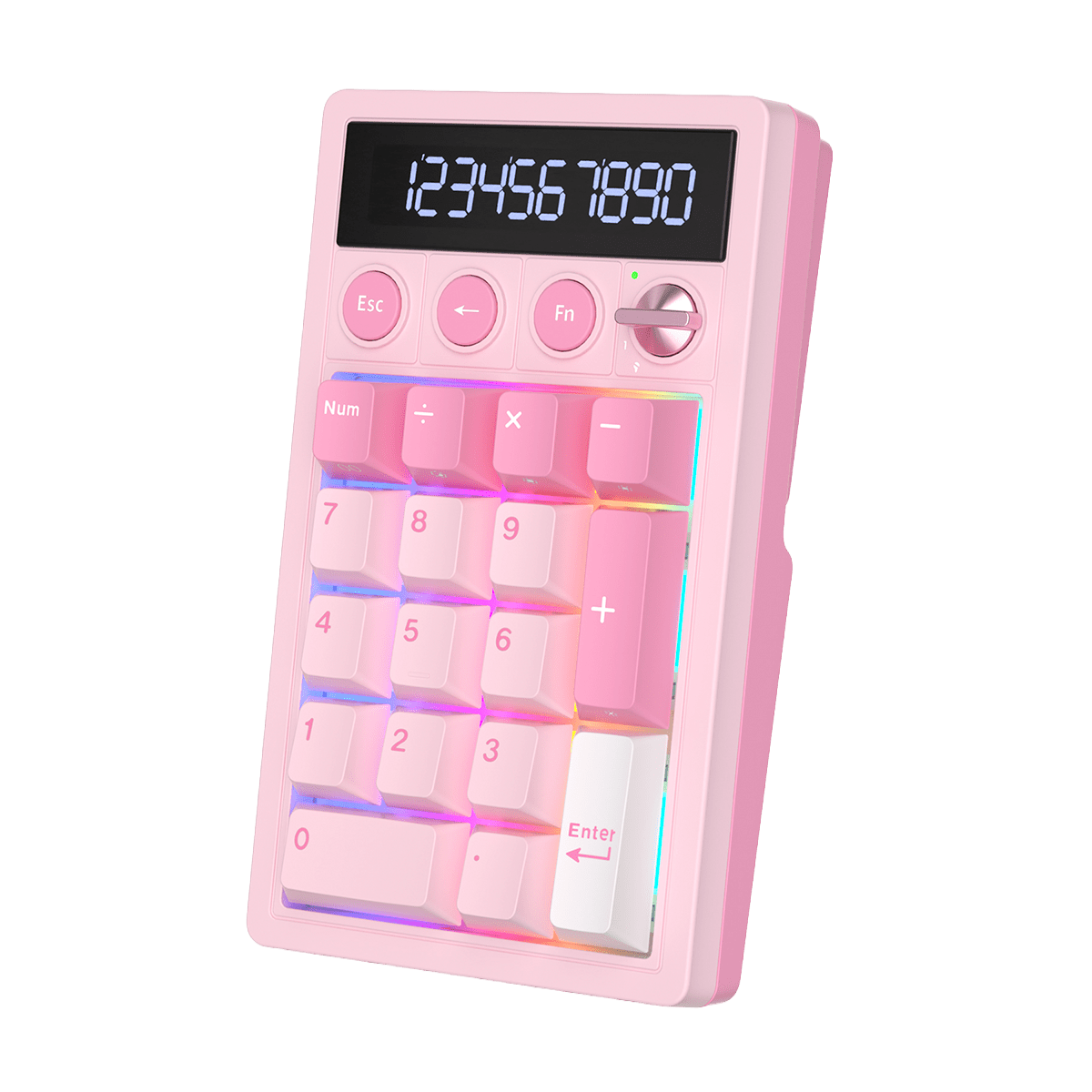 TECLADO NUMPAD MECÁNICO ROYAL KLUDGE RK M20 DONGLE 2.4 BT WIRED (SW-VIOLET) PINK MELODY3