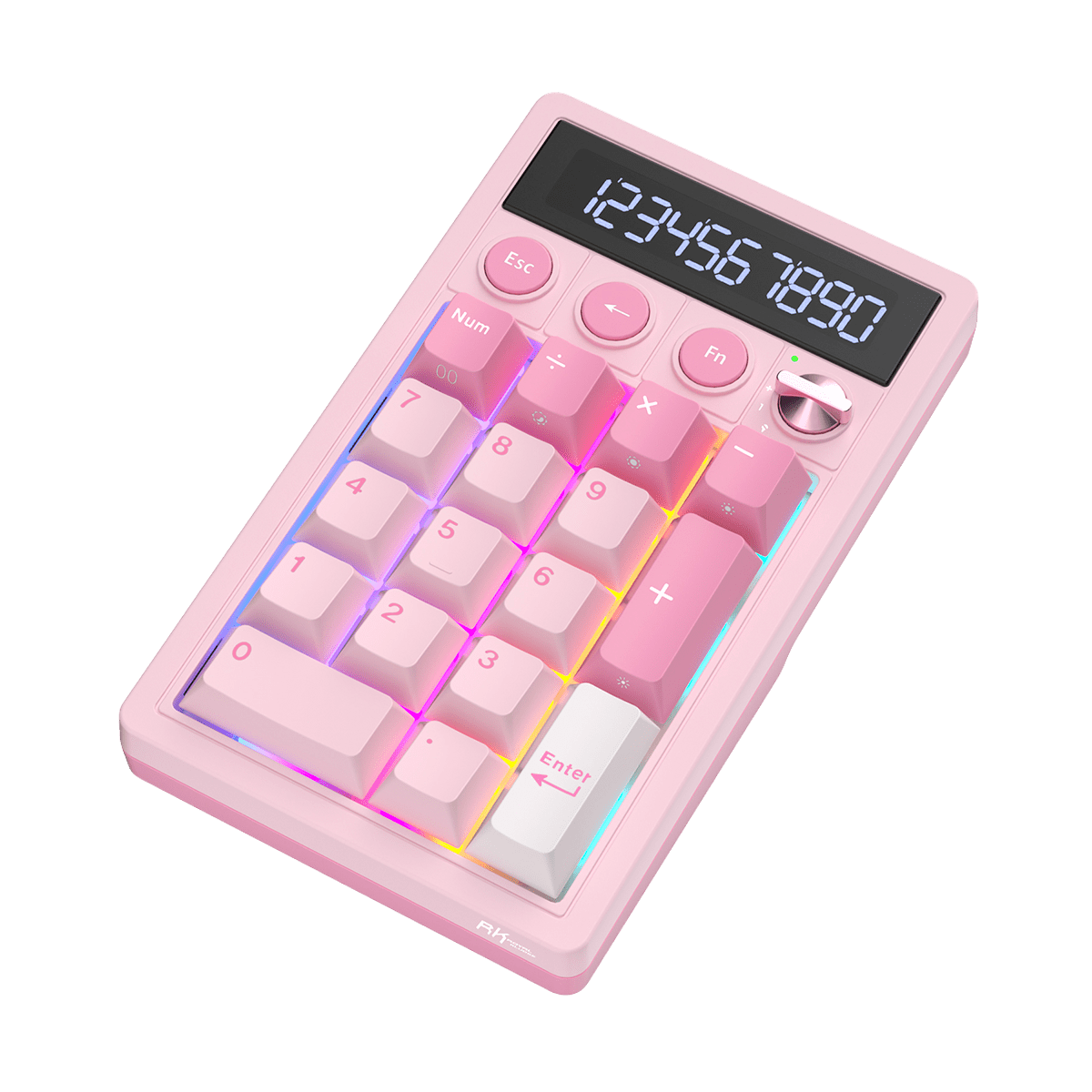 TECLADO NUMPAD MECÁNICO ROYAL KLUDGE RK M20 DONGLE 2.4 BT WIRED (SW-VIOLET) PINK MELODY5