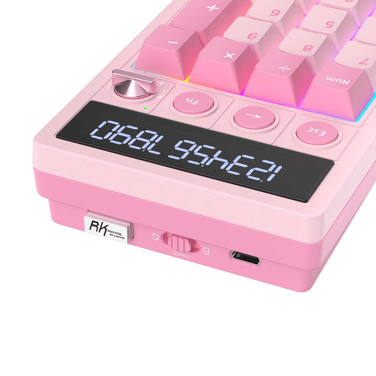 TECLADO NUMPAD MECÁNICO ROYAL KLUDGE RK M20 DONGLE 2.4 BT WIRED (SW-VIOLET) PINK MELODY8