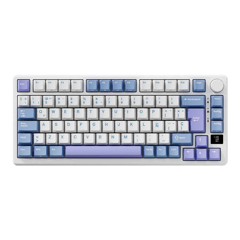 TECLADO MECANICO ROYAL KLUDGE RK-M75 INALAMBRICO 2.4 BT (SW-SILVER)-TARO MILK2