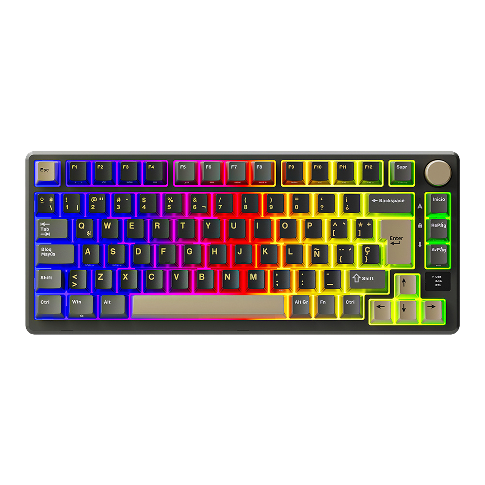 TECLADO MECANICO ROYAL KLUDGE RK-M75 INALAMBRICO 2.4 BT (SW-BROWN)-PHANTOM 1