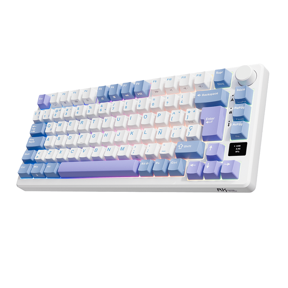TECLADO MECANICO ROYAL KLUDGE RK-M75 INALAMBRICO 2.4 BT (SW-SILVER)-TARO MILK4