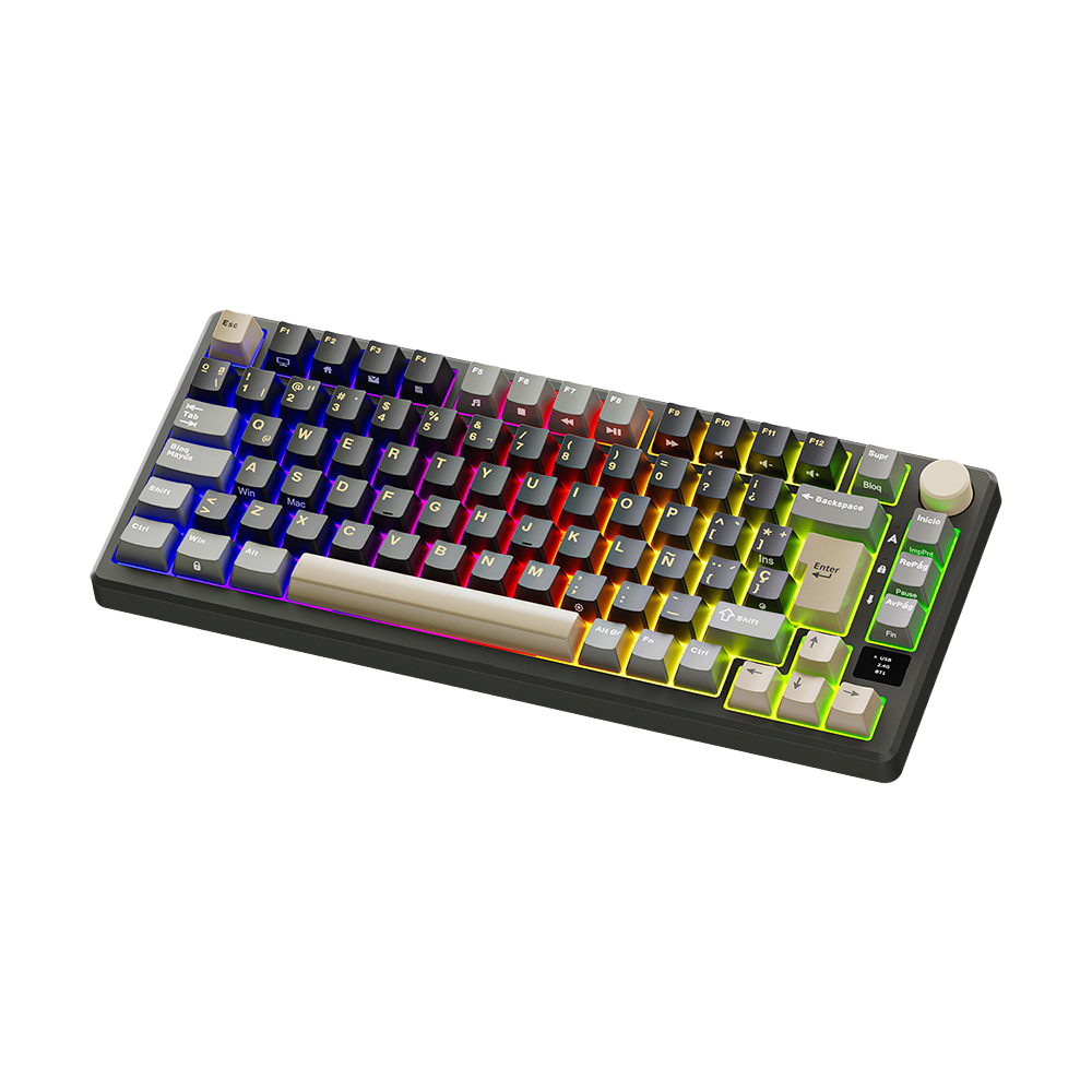 TECLADO MECANICO ROYAL KLUDGE RK-M75 INALAMBRICO 2.4 BT (SW-BROWN)-PHANTOM4