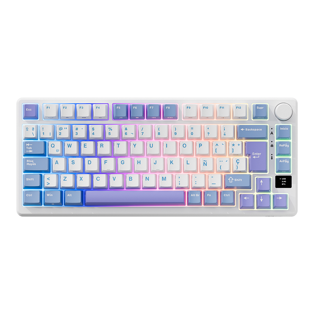 TECLADO MECANICO ROYAL KLUDGE RK-M75 INALAMBRICO 2.4 BT (SW-SILVER)-TARO MILK 0
