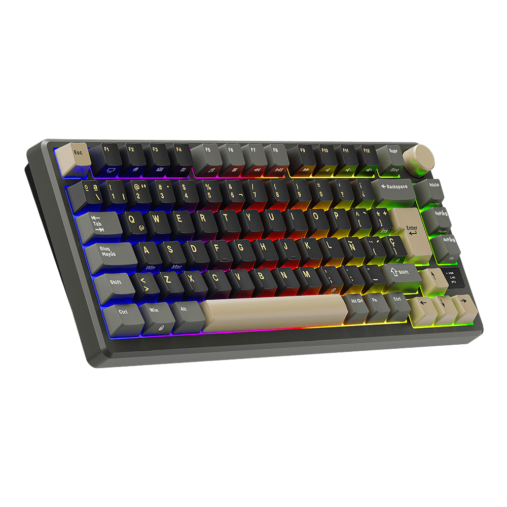 TECLADO MECANICO ROYAL KLUDGE RK-M75 INALAMBRICO 2.4 BT (SW-BROWN)-PHANTOM6