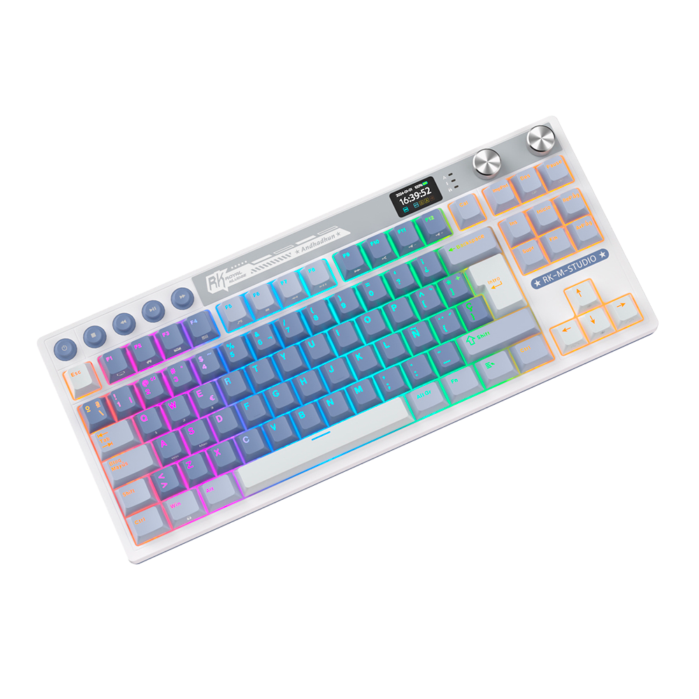 TECLADO MECANICO ROYAL KLUDGE RK-M87 INALAMBRICO 2.4 BT (SW-CREAMY)-OCEAN BLUE4