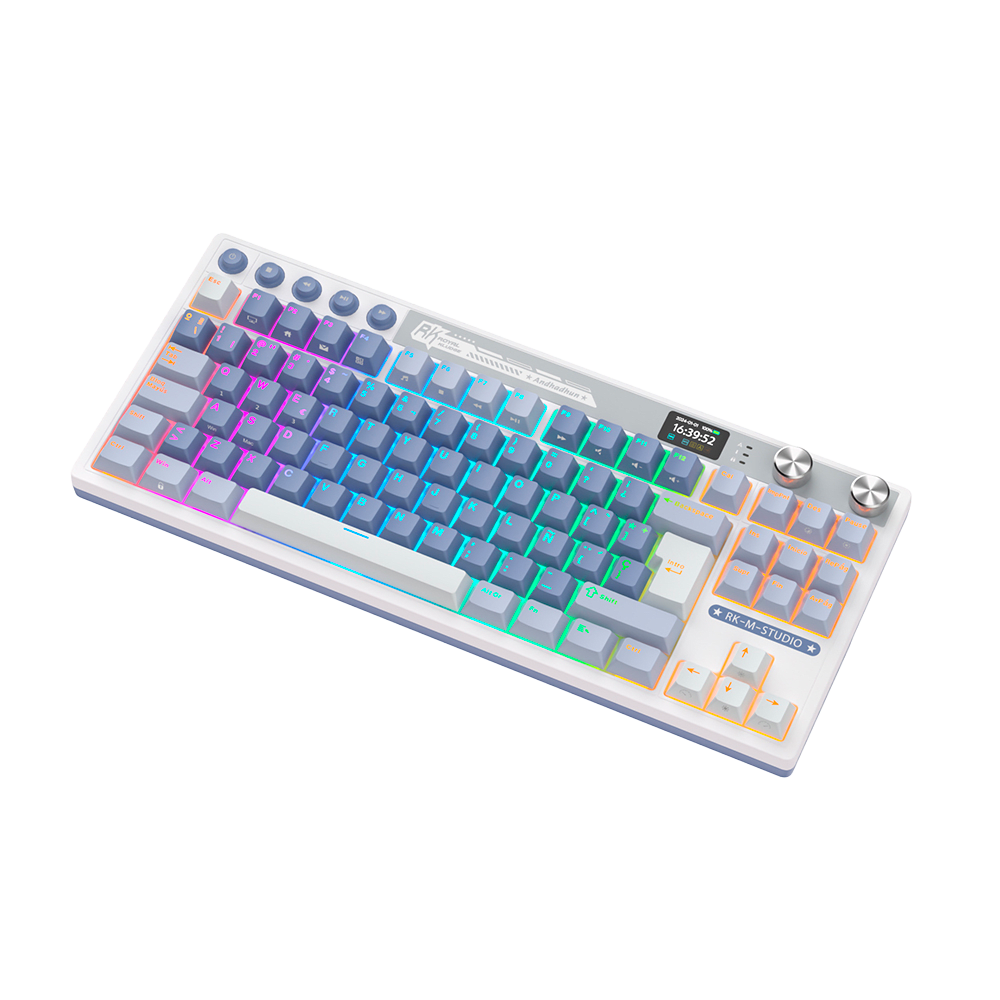 TECLADO MECANICO ROYAL KLUDGE RK-M87 INALAMBRICO 2.4 BT (SW-CREAMY)-OCEAN BLUE5