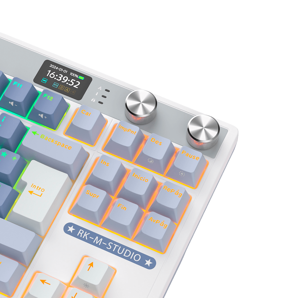 TECLADO MECANICO ROYAL KLUDGE RK-M87 INALAMBRICO 2.4 BT (SW-CREAMY)-OCEAN BLUE6