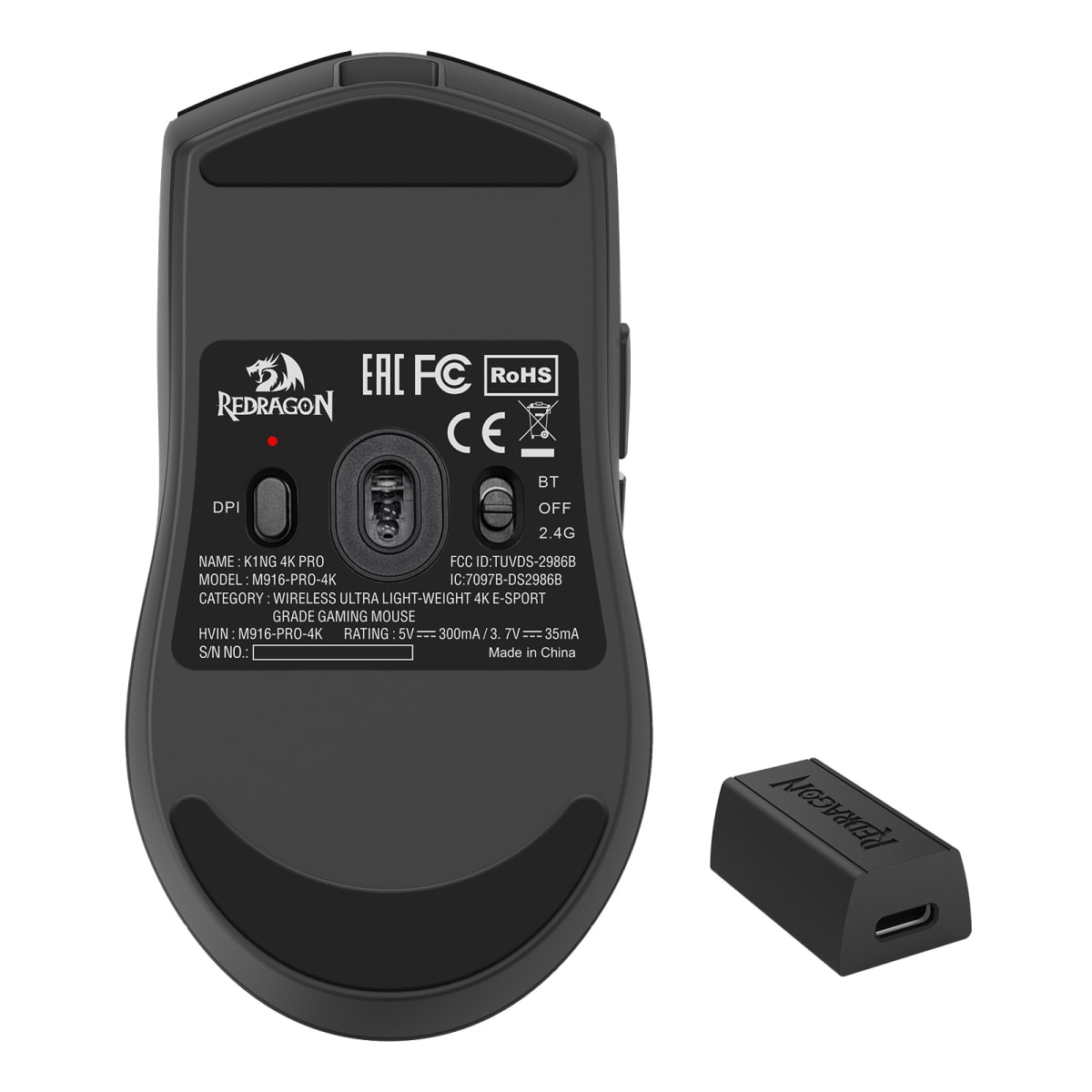 MOUSE REDRAGON K1NG PRO M916 (4K HZ) INALAMBRICO USB 26KDPI NEGRO3
