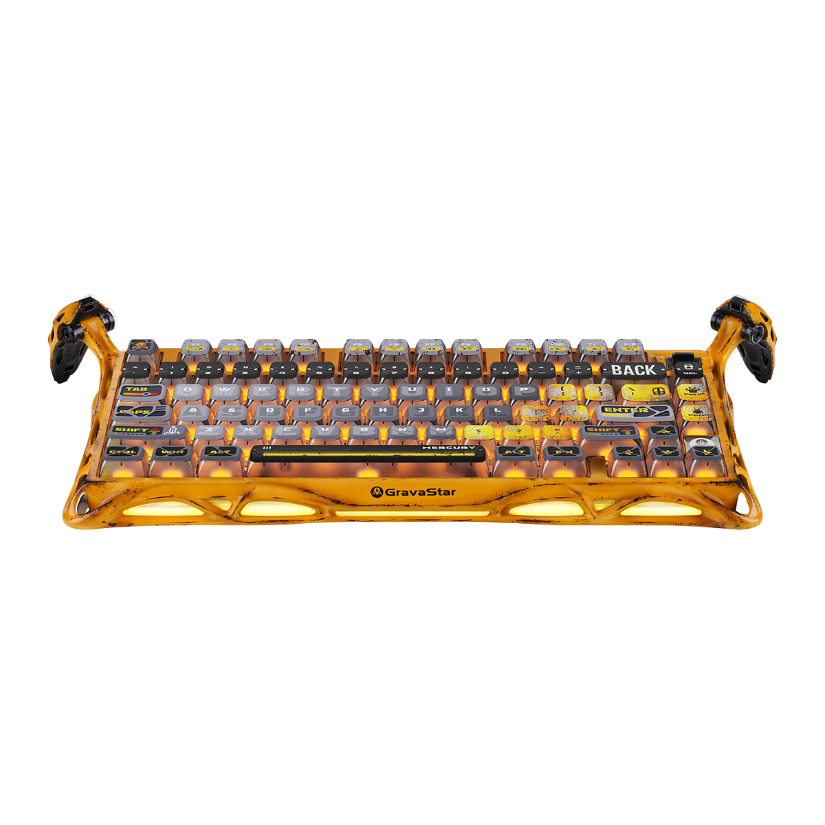 TECLADO MECANICO GRAVASTAR MERCURY K1 PRO RGB DONGLE 2.4 BT US (SW-GS X KAILH) WORN YELLOW2