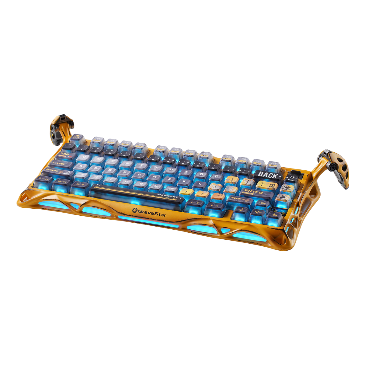 TECLADO MECANICO GRAVASTAR MERCURY K1 PRO RGB DONGLE 2.4 BT US (SW-GS X KAILH) WORN YELLOW3