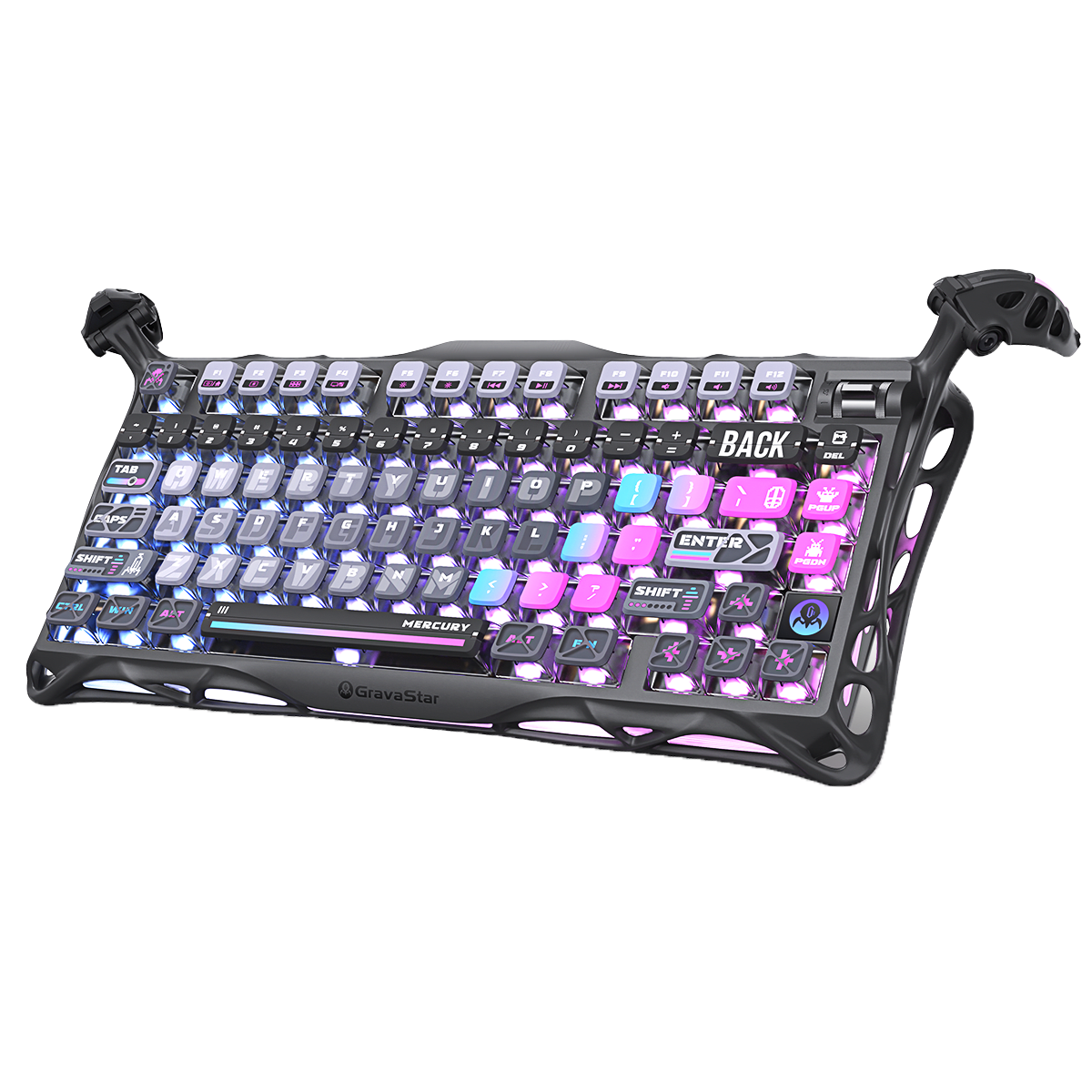 TECLADO MECANICO GRAVASTAR MERCURY K1 PRO RGB DONGLE 2.4 BT US CYBERPUNK EDICIÓN ESPECIAL10