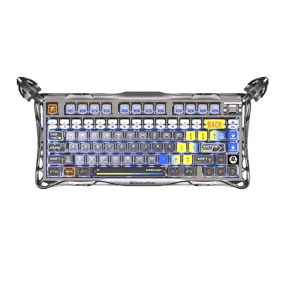 TECLADO MECANICO GRAVASTAR MERCURY K1 PRO RGB DONGLE 2.4 BT US INTERSTELLAR SILVER 0