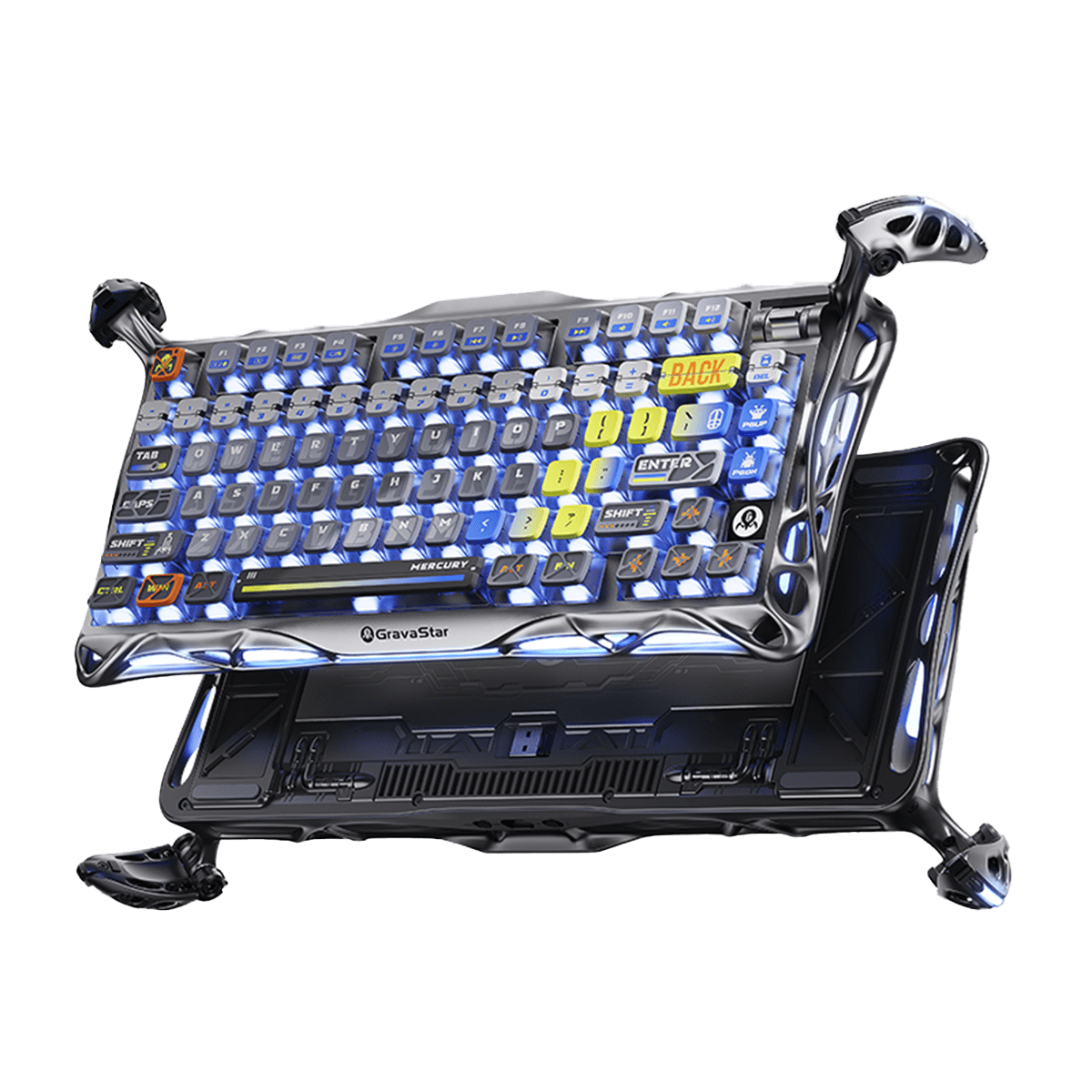 TECLADO MECANICO GRAVASTAR MERCURY K1 PRO RGB DONGLE 2.4 BT US INTERSTELLAR SILVER4