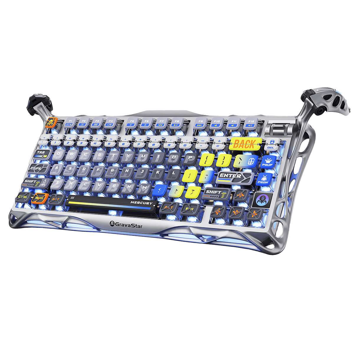 TECLADO MECANICO GRAVASTAR MERCURY K1 PRO RGB DONGLE 2.4 BT US INTERSTELLAR SILVER8