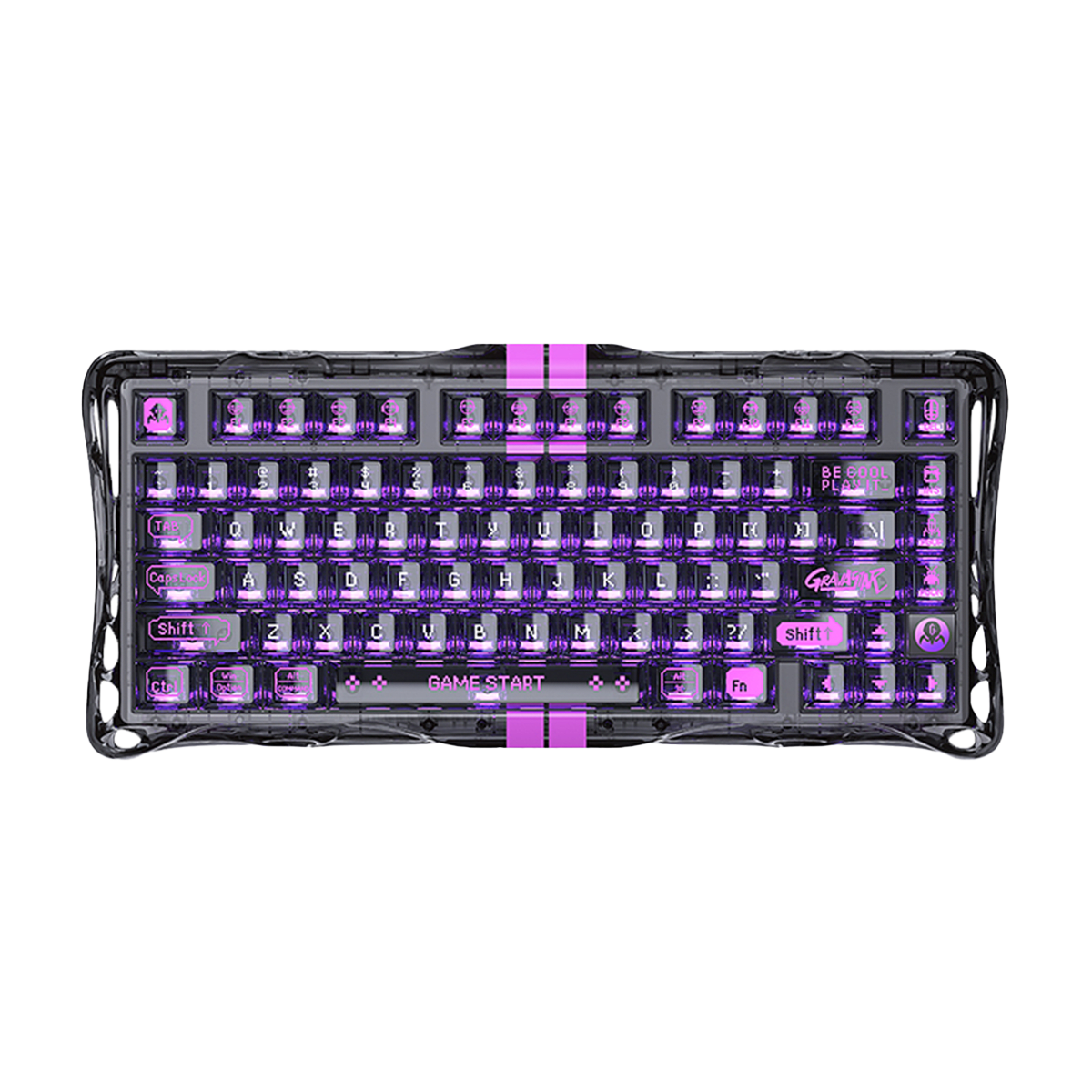 TECLADO MECANICO GRAVASTAR MERCURY - HE V75 ALAMBRICO (SW-HF MAGNETIC) - LITE TRANSPARENT BLACK 0