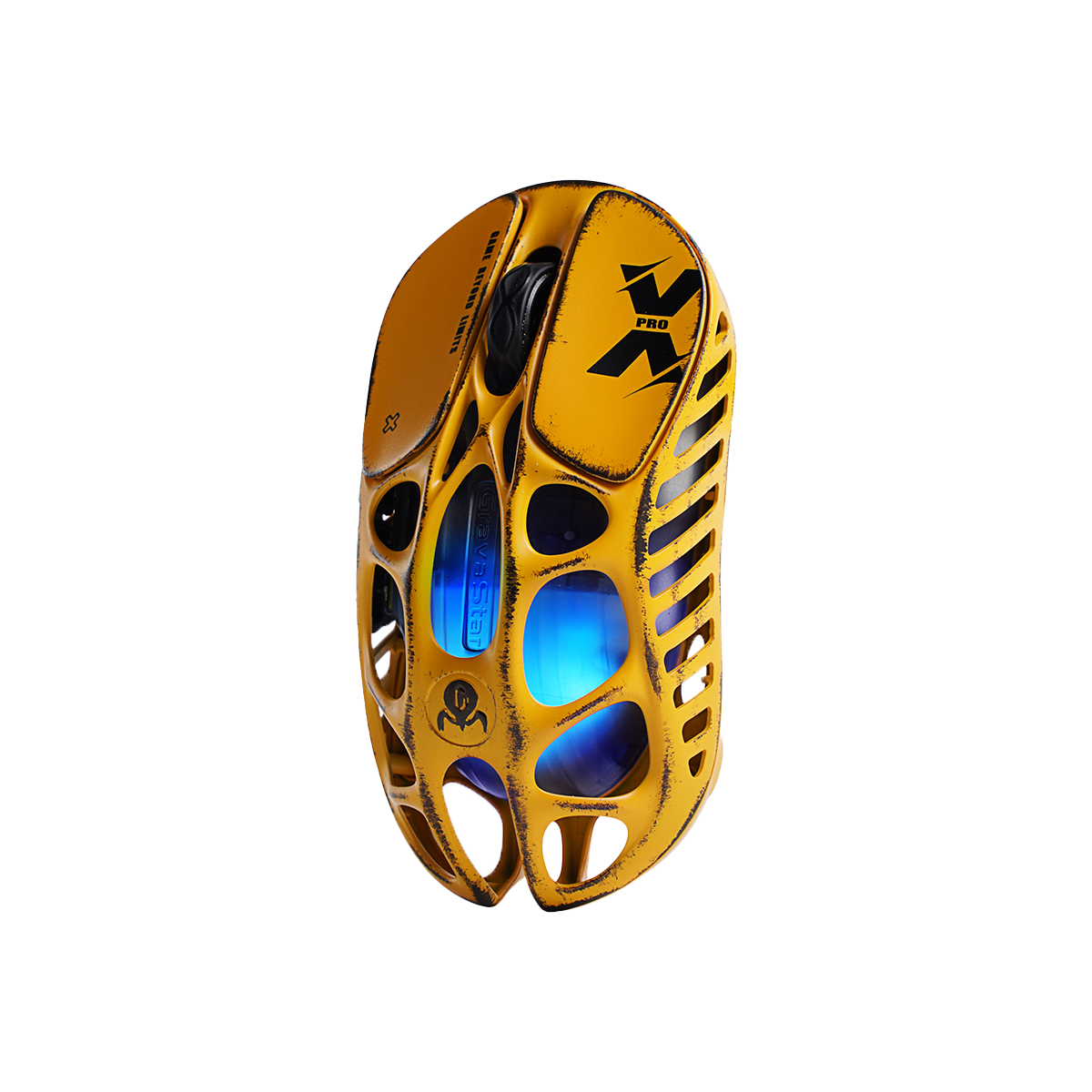 MOUSE GRAVASTAR MERCURY X PRO INALAMBRICO BT 8KHz 32KDPI BATTLE WORN YELLOW EDICIÓN ESPECIAL2