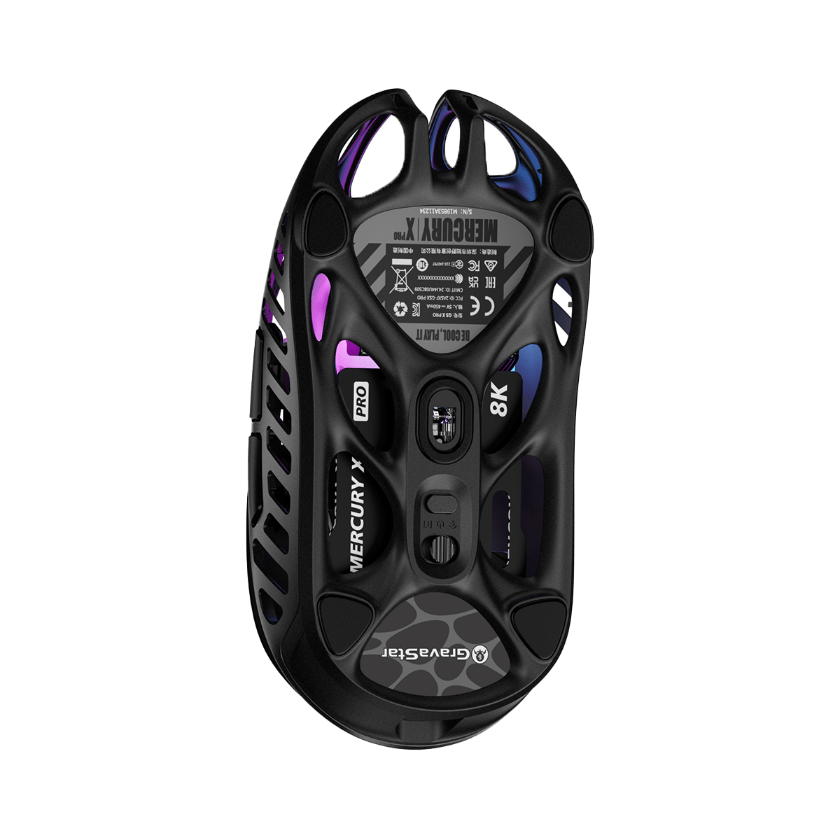 MOUSE GRAVASTAR MERCURY X PRO INALAMBRICO BT 8KHz 32KDPI GALAXY BLACK3