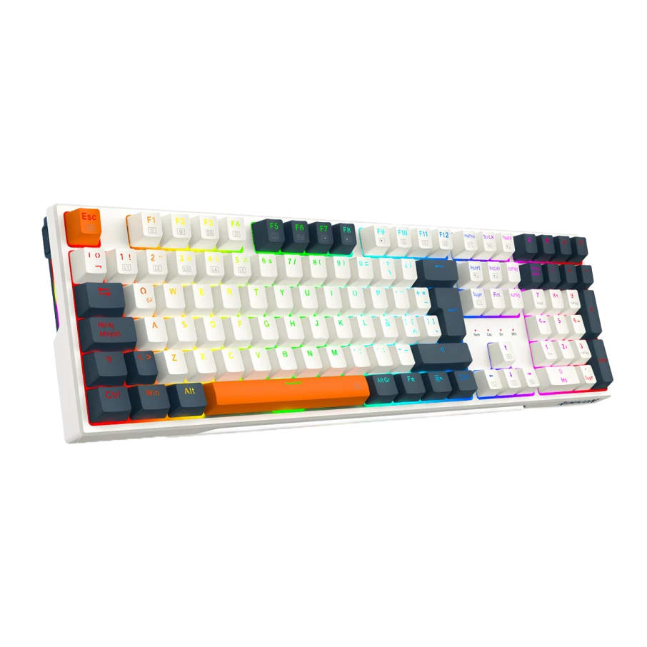 TECLADO MECANICO REDRAGON TRUNDLE K668WBO-RGB SP BLANCO-NEGRO-ROJO5