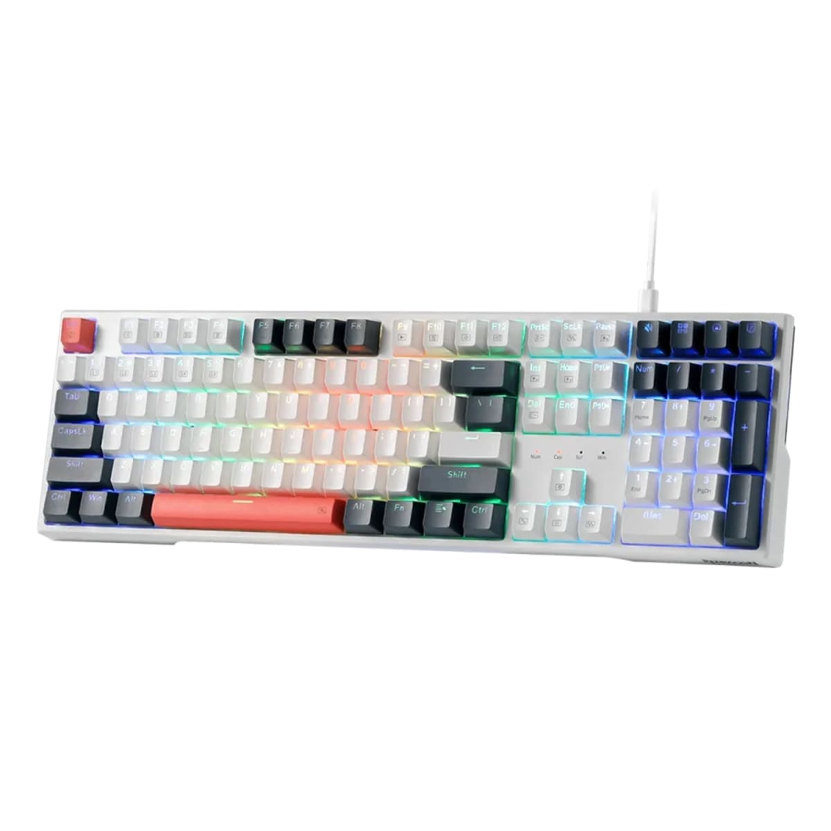 TECLADO REDRAGON TRUNDLE K668WBO-RGB INGLES BLANCO-NEGRO-ROJO2
