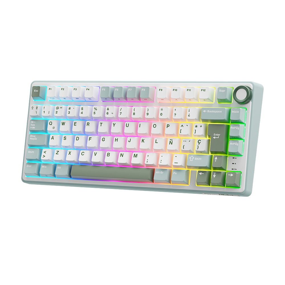 TECLADO MECANICO ROYAL KLUDGE RK-R75 ALAMBRICO (SW-KSILVER)-SKY CYAN2