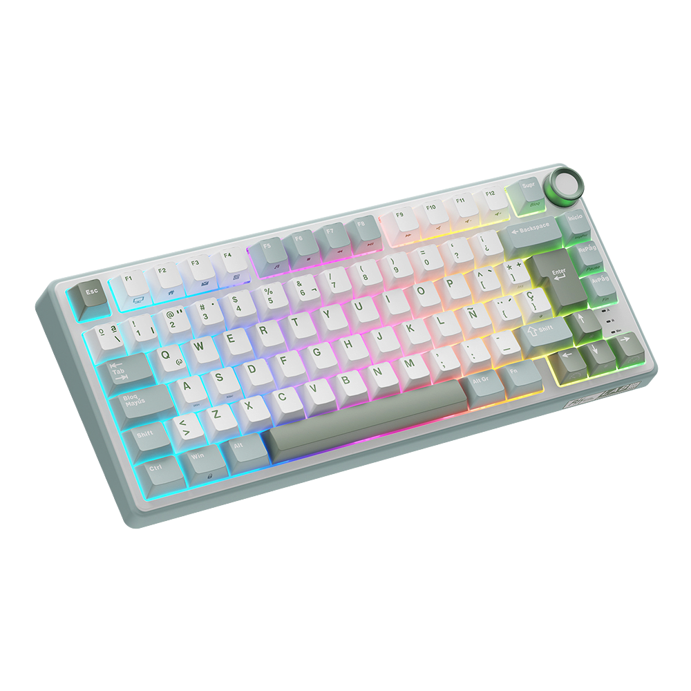 TECLADO MECANICO ROYAL KLUDGE RK-R75 ALAMBRICO (SW-KSILVER)-SKY CYAN3