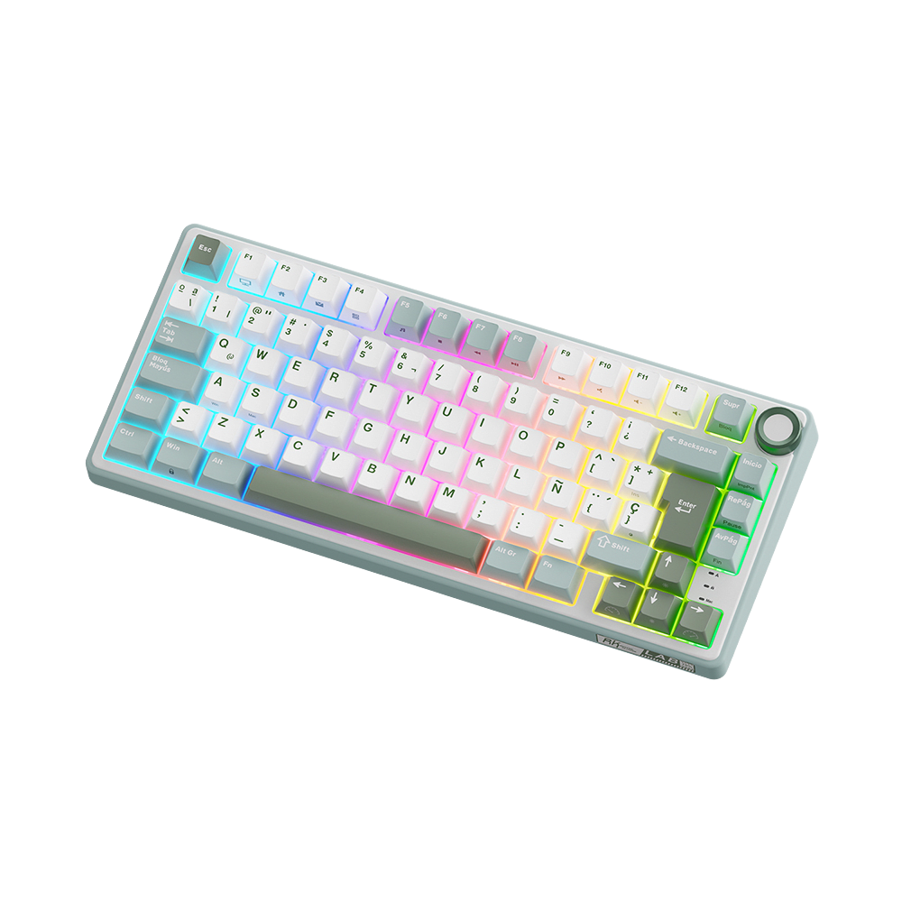 TECLADO MECANICO ROYAL KLUDGE RK-R75 ALAMBRICO (SW-KSILVER)-SKY CYAN7