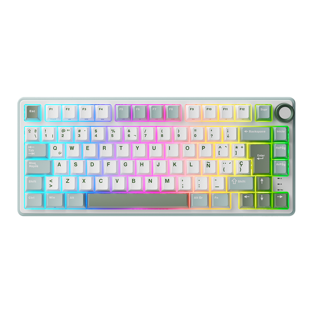TECLADO MECANICO ROYAL KLUDGE RK-R75 ALAMBRICO (SW-KSILVER)-SKY CYAN 1